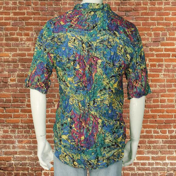 Goouch Vintage Funky Art Print Rayon Shirt - Picture 5 of 9